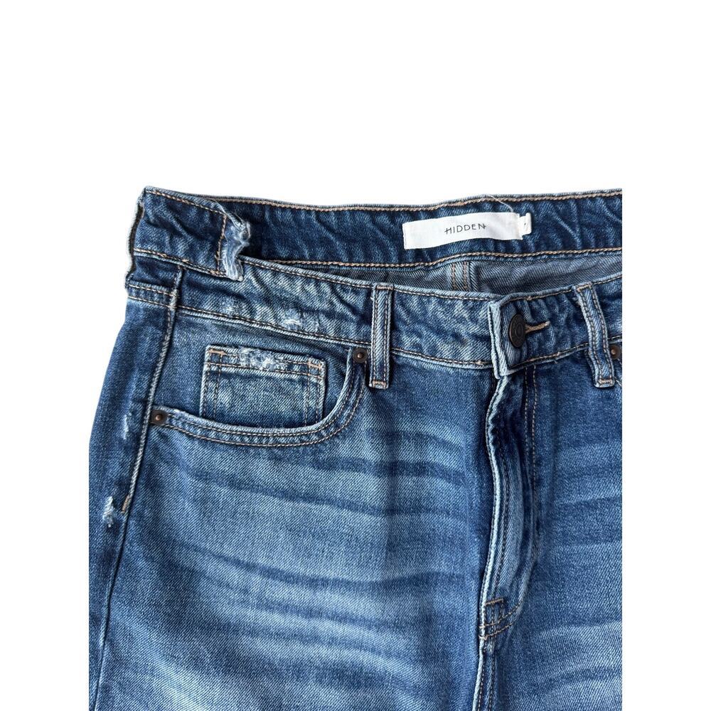 Hidden Jeans Dad Jean Size 29 Distressed Knee Frayed Raw Hem Blue Denim - Picture 7 of 7